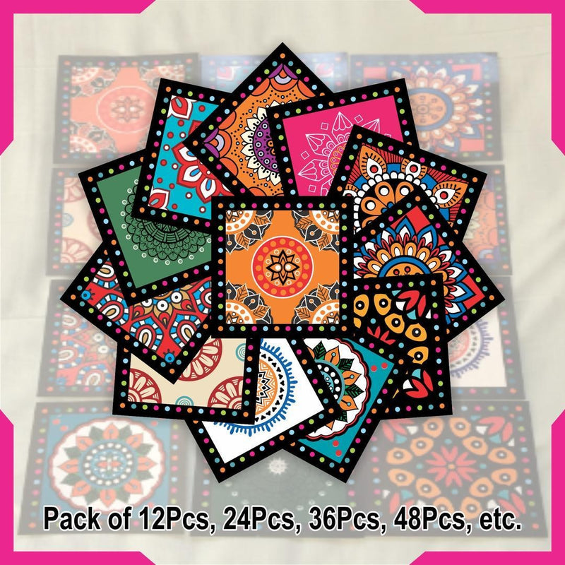 Beautiful Calligraphy Wall Tile Stickers - 12 Pcs Self-Adhesive Decor