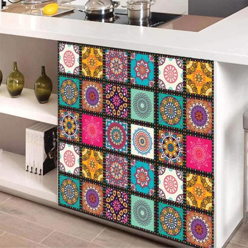 Beautiful Calligraphy Wall Tile Stickers - 12 Pcs Self-Adhesive Decor